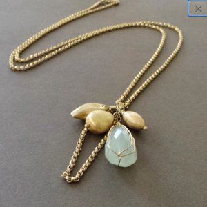 Chalcedony Drop Pendant Vermeil Long Necklace